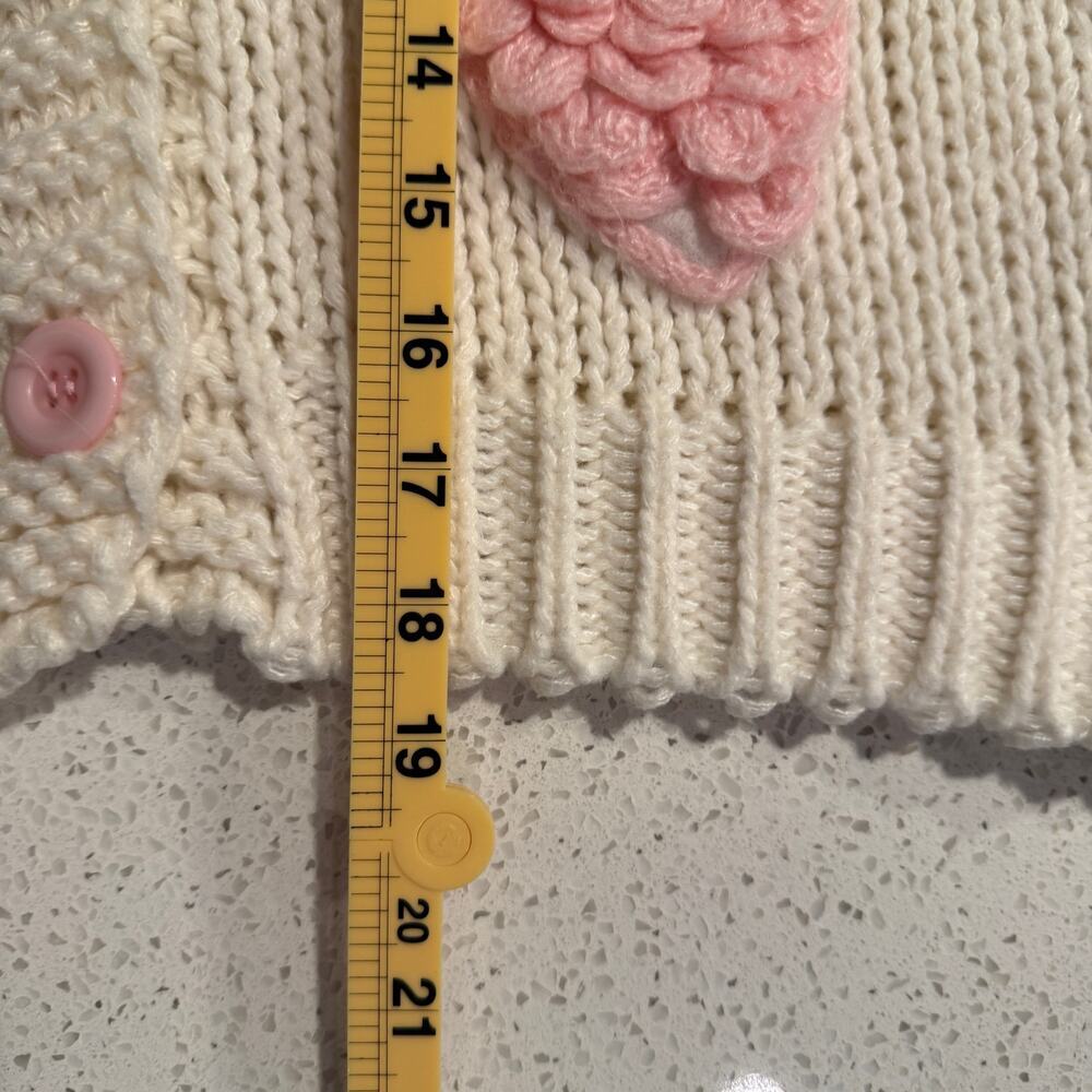 3D Strawberry Applique Chunky Knit Cardigan Cottagecore Coquette Kawaii Sweater - Picture 10 of 10
